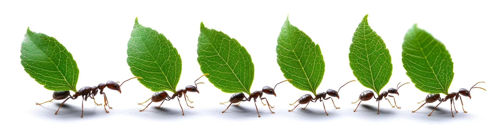 Rekrutacja, obrazek z mrówkami niosącymi liście.