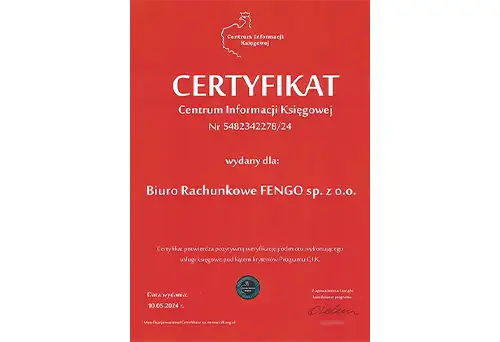 Certyfikat weryfikacji Programu C.I.K.