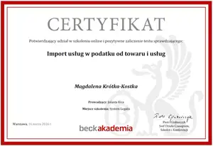 Import usług w podatku od towarów i usług